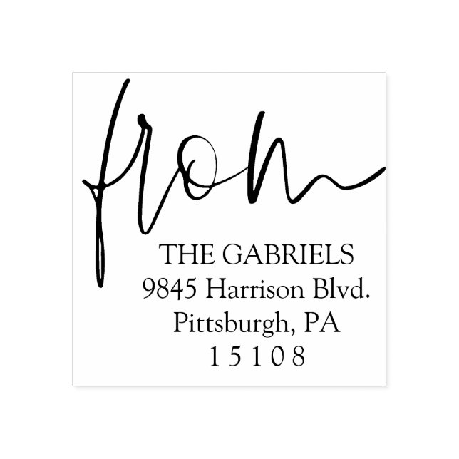 Från modern returadress för skript stämpel (Tryck)