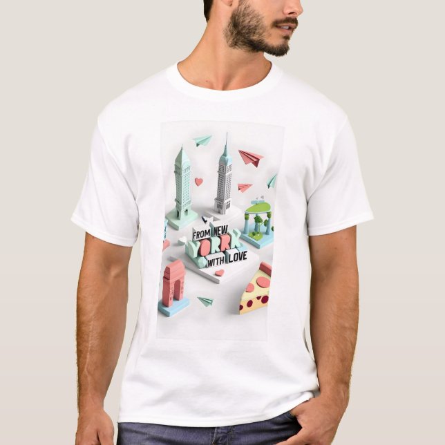 Från New York, med Kärlek-Brooklyn-mentalstaten T Shirt (Framsida)