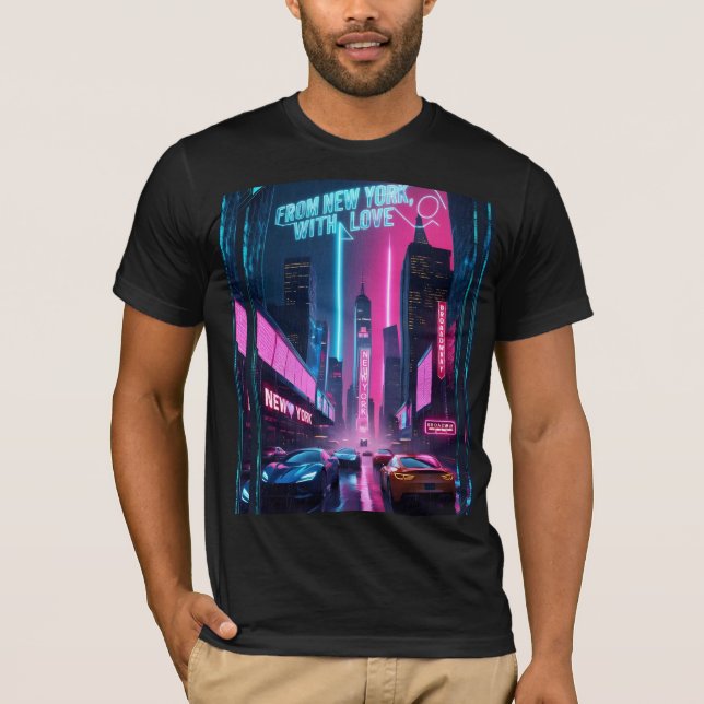Från New York, med Kärlek-Pridet Bold NYC T Shirt (Framsida)
