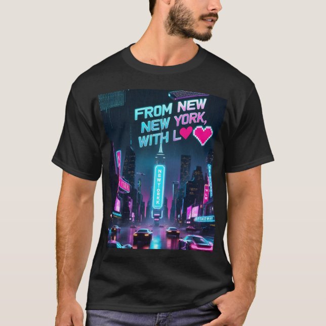 Från New York, med Kärlek-Urban Stil T Shirt (Framsida)