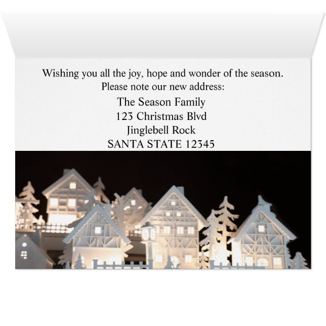 Från nya, belysta julhus hälsningskort (Insidan Horizontal (UnderSidan))