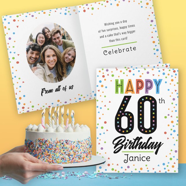 Från oss alla 60-års födelsedagskort med anpassat  kort (Skapare uppladdad)