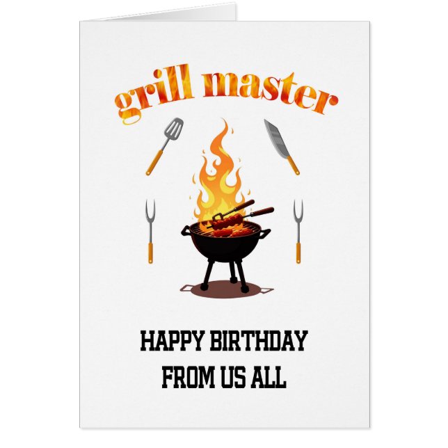 Från oss Alla Grill Master Birthday Hälsningskort (Framsidan)