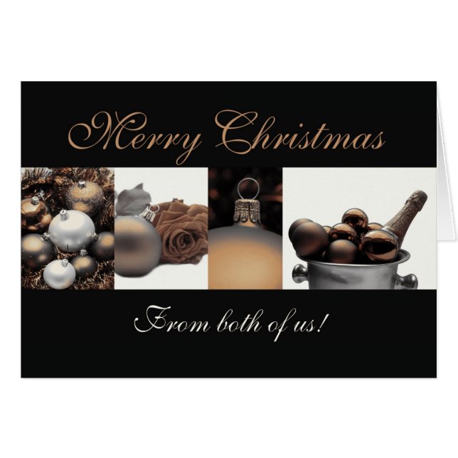 Från oss båda God jul sepia Hälsningskort (Framsidan Horizontal)