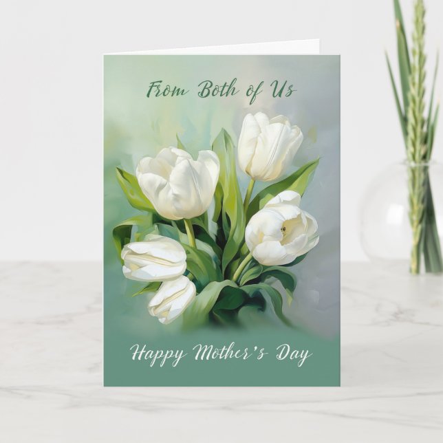 Från oss båda på Mors dag White Tulips Vatten Kort (Framsida)