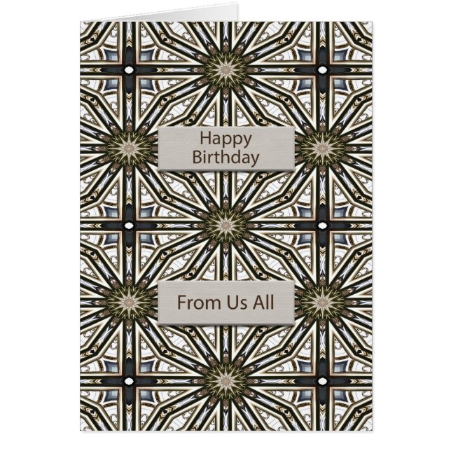 Från oss hela födelsedagen Abstrakt Mandala Design Hälsningskort (Framsidan)