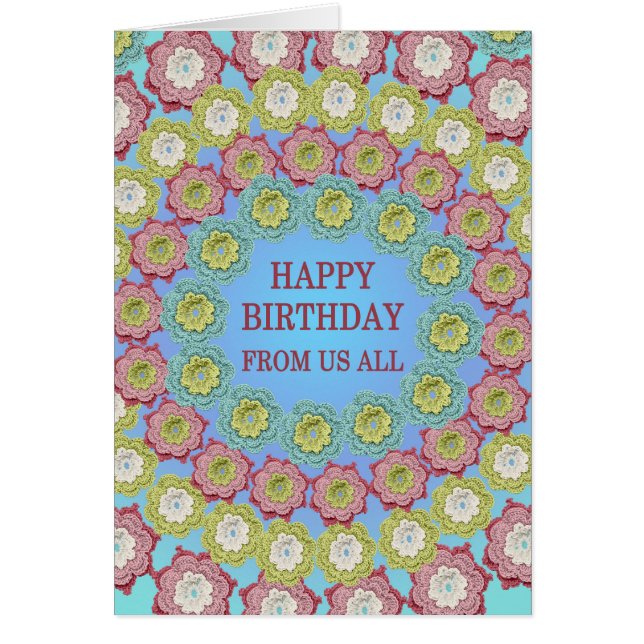 Från oss hela födelsedagsblommor hälsningskort (Framsidan)