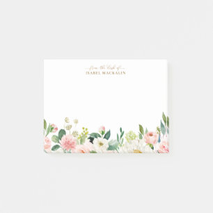 Från Pale Blush Pink Floral Botanical:s skrivbord Post-it Block