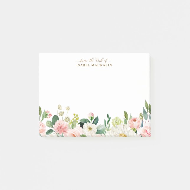 Från Pale Blush Pink Floral Botanical:s skrivbord Post-it Block (Framsida)