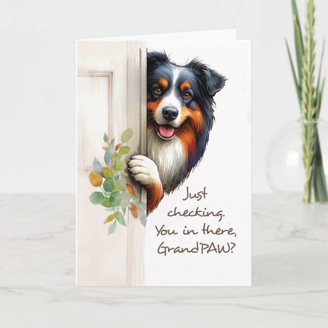 Från Päls Grandbaby Funny Fars dag Peaking Valp Kort (Framsida)