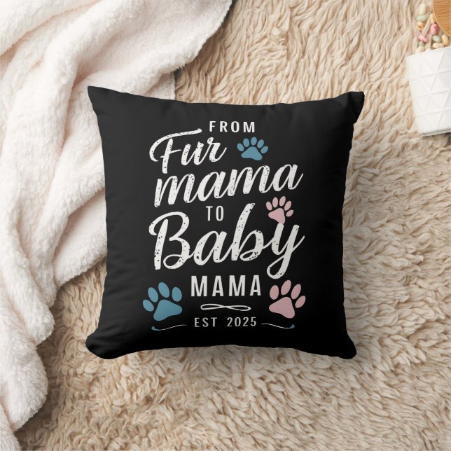 Från Päls Mamma till Baby Mamma Est 2025 Hund Cat  Kudde (Filt)