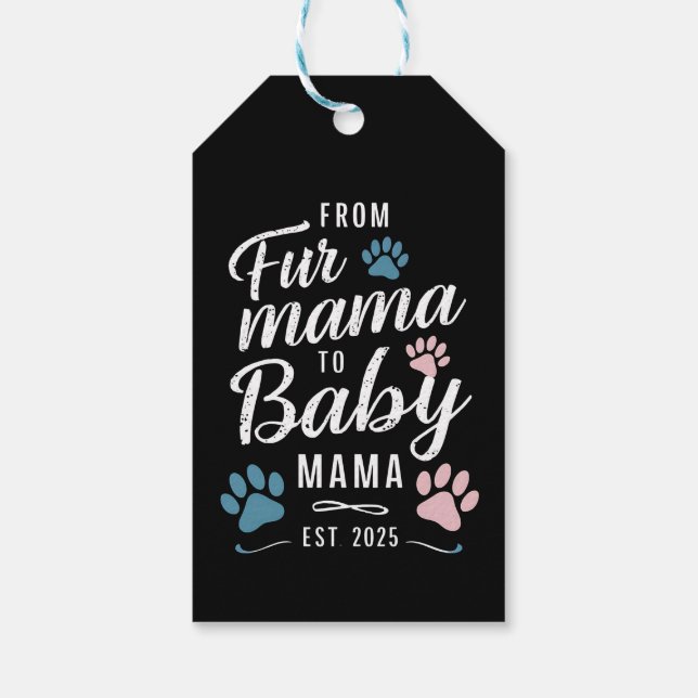 Från pälsmamma till baby-mamma Est 2025 Hund Katt  Presentetikett (Baksidan)