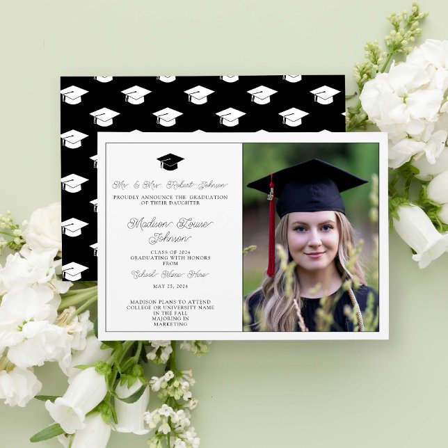 Från Parents Black & White Photo Studenten Inbjudningar (Marking Milestones with Grace. #GradSuccess)