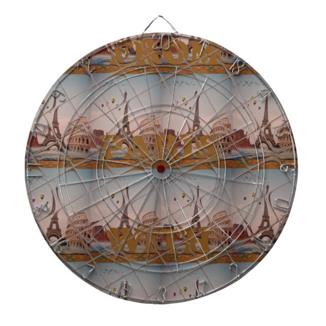 Från Paris till Kärlek blå himmel färg Darttavla (Framsidan)