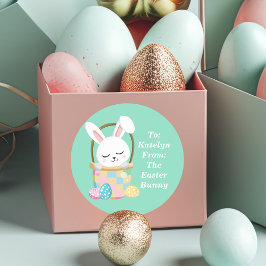 Från Påskharn Cute Pastel Grönt Kids Gift Runt Klistermärke