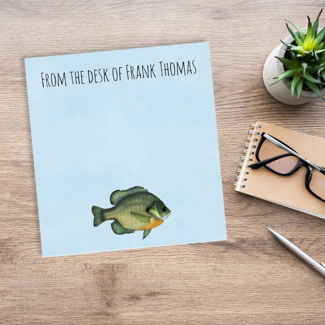 Från Personligen där fisket bedrivs Anteckningsblock (Fisherman watercolor Sunfish fish custom notepad )
