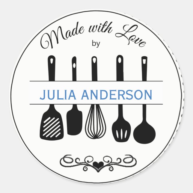 Från Personligen Kitchen Utensils Runt Klistermärke (Framsida)