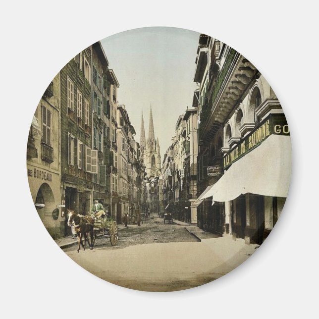 Från Port Neuf, Bayonne, Pyrenéer, Frankrike vinta Magnet (Framsidan)