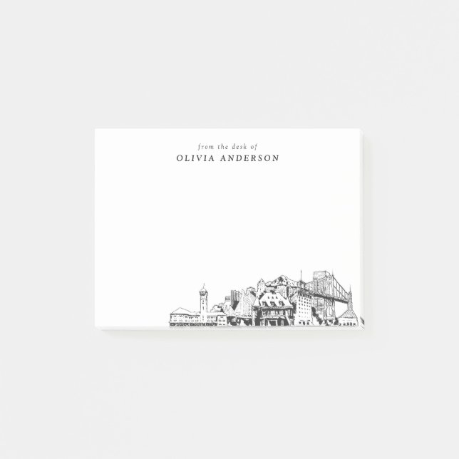 Från Portland Skyline Personlig Post-it Block (Framsida)