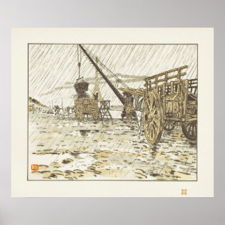 Från Quai de Passy, i regnet Poster