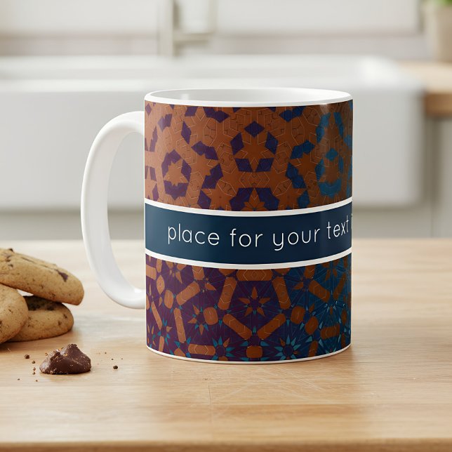 Från rött till blått geometriskt Mönster med text Kaffemugg (mug with personalized text)
