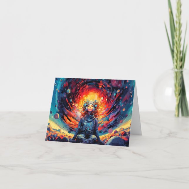 Från rymden och bortom illustrationsdagen kort (Framsida)