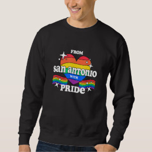 Från San Antonio med Pride LGBTQ Gay HGBT Homosex Lång Ärmad Tröja