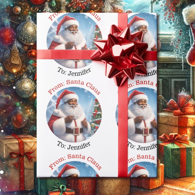 Från Santa Add Child's Namn African American Presentpapper (Skapare uppladdad)