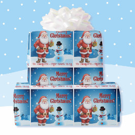 Från Santa Add Child's Namn Cute Snögubbe Kids Presentpapper