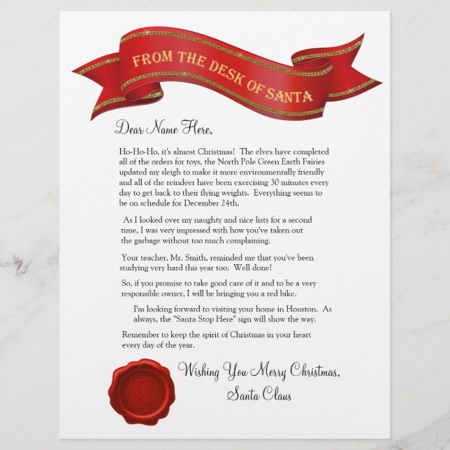 Från Santa Brev dek med säl - redigerbar (Framsida)