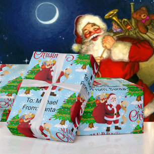 Från Santa Child's Namn God jul Wrapping Presentpapper
