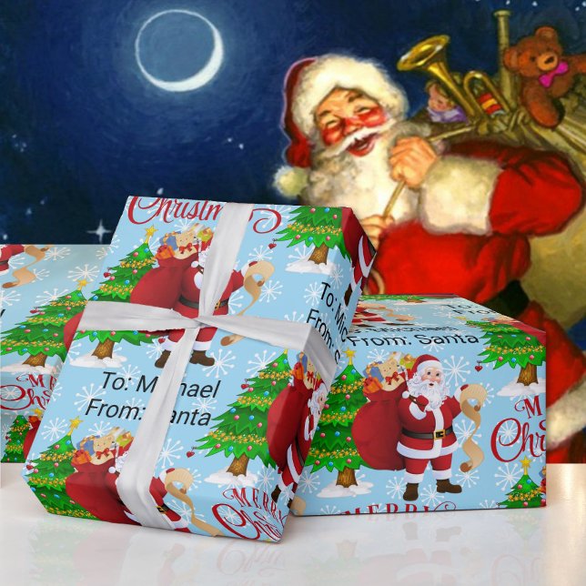 Från Santa Child's Namn God jul Wrapping Presentpapper (Skapare uppladdad)