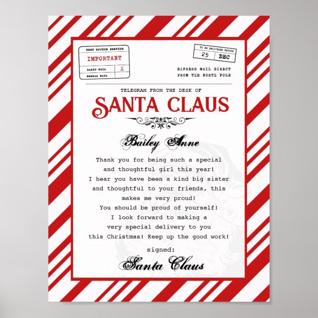 Från Santa Claus skrivbord Telegram Santa brev Poster (Framsidan)