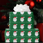 Från Santa Cute Anpassningsbar Grönt Kids jul Presentpapper<br><div class="desc">Anpassa den här söta grönten Jultomten papper med din egen personlig med dina barn namn i vitt skript. Tomtens röda hatt och vitt skägg är perfekten helgdag teckning på den här söt presentfiguren för ditt presenter.</div>