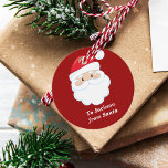 Från Santa Cute Personlig Kids Red jul Gåvor Etiketter<br><div class="desc">Anpassa dessa söta märkre med rund gåva från Jultomten med din egen personlig med namn i vitt skript. Tomtens röda hatt och vita skägg är perfekten helgdag teckning på den här söt röda märkrn för presenter.</div>
