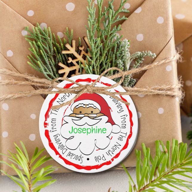 Från Santa Cute Tecknad Speciell Delivery-jul Gåvor Etiketter (Skapare uppladdad)