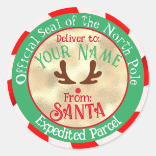 Från Santa Officiell Seal på Guld & Grönt Runt Klistermärke