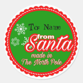 Från Santa Personlig Runt Klistermärke