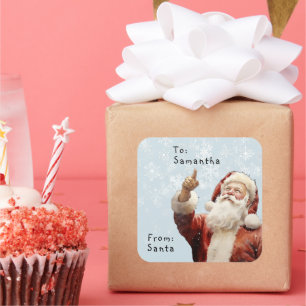 Från Santa till Child Gift jul Fyrkantigt Klistermärke