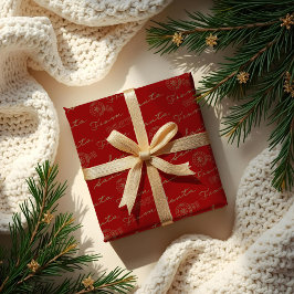 Från Santa Vintage Postage Mail Parcel Red & Guld Presentpapper