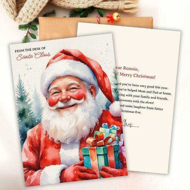 Från Santas skrivbord Magiskt julbrev Julkort (Personalized Letter from Santa  Magical North Pole Christmas Keepsake For Kids)