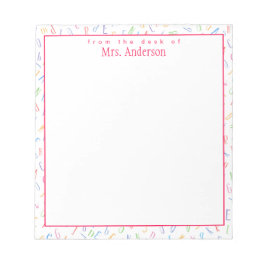 Från skrivbordet - Anpassningsbar Lärare Namn - Al Anteckningsblock