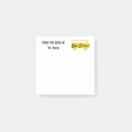 Från skrivbordet av bussförarepersonliggult post-it block