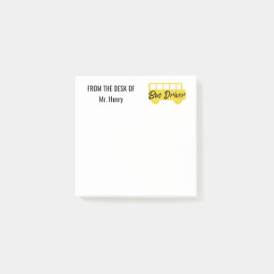 Från skrivbordet av bussförarepersonliggult post-it block