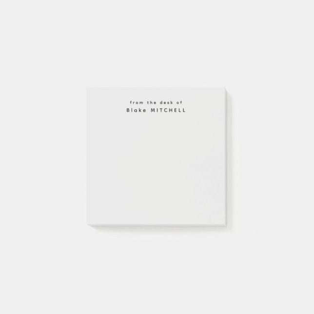 Från skrivbordet av enkelt monogram Grått Post-it Block (Framsida)