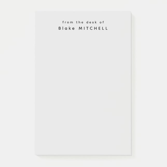 Från skrivbordet av enkelt monogram Grått Post-it Block (Framsida)