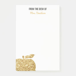 Från skrivbordet av lärarepersonligguld Apple Post-it Block