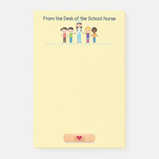 Från skrivbordet av skolasjuksköterskan noterar post-it block (Framsida)
