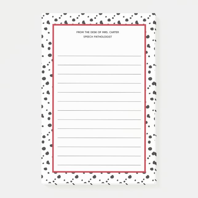 Från skrivbordet | Dalmatien School Mascot Post-it Block (Framsida)