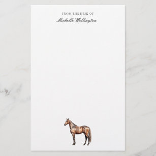 Från skrivbordet   Elegant Horse Equestrian Namn Brevpapper